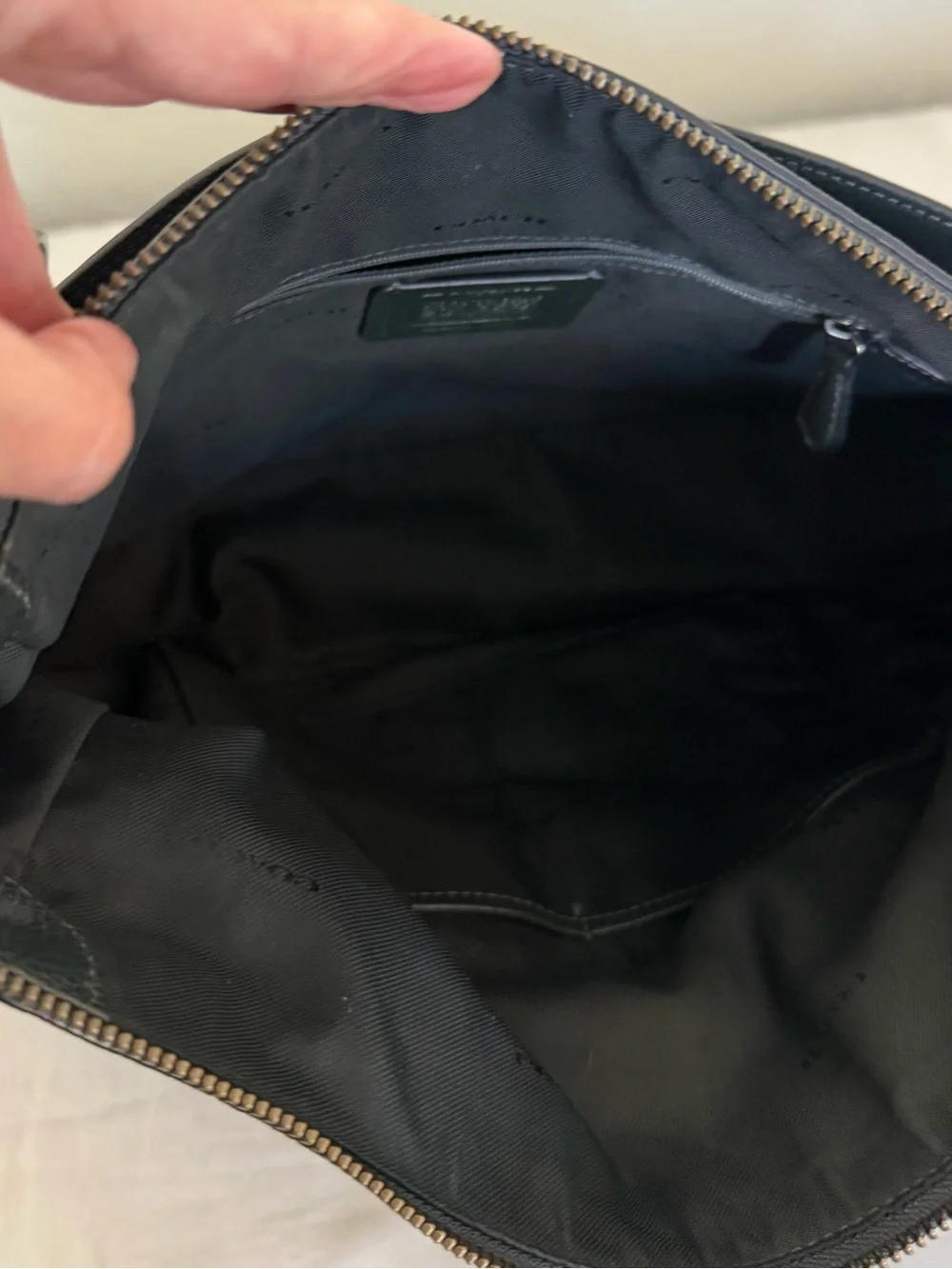 Coach Chelsea Black Pebbled Leather Shoulder Bag- gunmetal gray